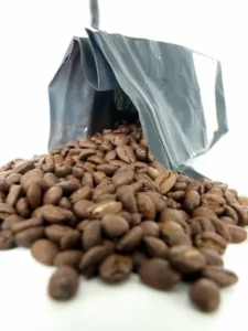 coffee pouring out of a bag