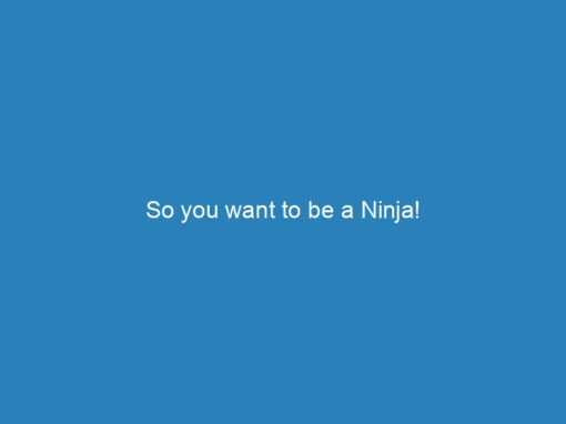 So you want to be a Ninja!